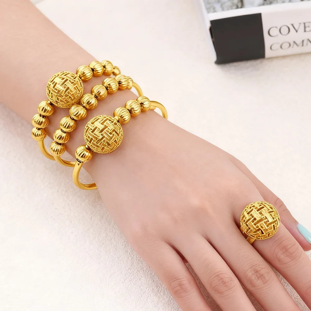 New Gold Plated 2026 Stainless Steel Chain Bracelet and Ring ethiopian hawaiian jewelry bangles for women free shipping Gift