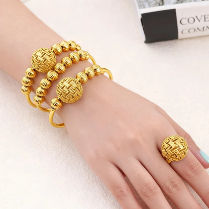 New Gold Plated 2026 Stainless Steel Chain Bracelet and Ring ethiopian hawaiian jewelry bangles for women free shipping Gift