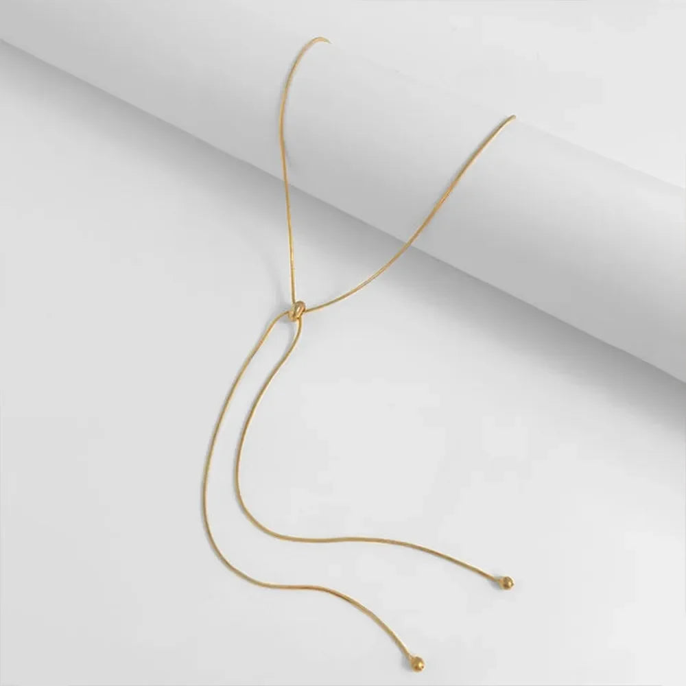 Personalized Snake Chain Adjustable Y Necklace for Woman Clavicle Pendant Stainless Steel Necklace Women's Holiday Gift Jewelry