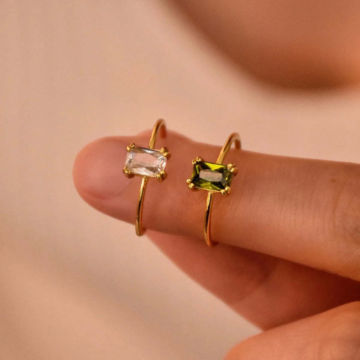 Stainless Steel Birthstone Rings For Women Gold Color Zircon Birthstone Opening Ring Minimalist Christmas Birthday Jewelry Gift