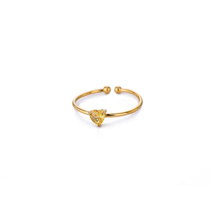 Fashion Zircon Heart Birthstone Rings For Women Stainless Steel Gold Color Birthstone Ring  Aesthetic Wedding Jewelry Gift
