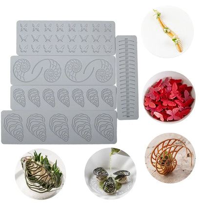 Fishbone Butterfly Geometric Lines Sugarcraft Silicone Pad | Lace Mat for Chocolate and Fondant