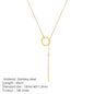 Minimalist Round Stick Pendant Necklace for Women Pearl Clavicle Necklace Leaves Long Chain Fashion Jewelry Statement Girl Gift