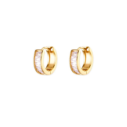 Cubic Zirconia Hoop Stud Earrings For Women Stainless Steel Gold Color Piercing Earring 2025 New Fashion Wedding Jewelry Gift