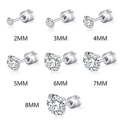 Stainless Steel Crystal Zircon Ear Studs | Hypoallergenic Tragus Cartilage Piercing Jewelry