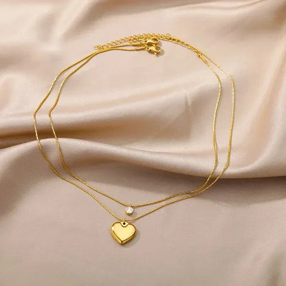 316L Stainless Steel Multilayer Heart Necklace For Women Girls Goth Gold Color Clavicle Chain Charm Choker Jewelry Birthday Gift
