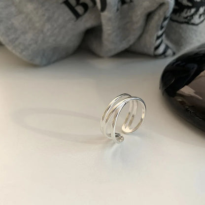 VENTFILLE 925 Sterling Silver Finger Rings New Fashion Creative Cross Hollow Chain Geometric Party Jewelry Gifts