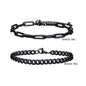 Men's Stainless Steel Chain Bracelets Set | 2pcs Silver Gold Black Twist Rope & Cuban Link