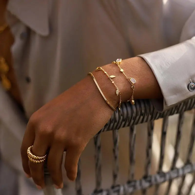 Birthstone Zirconia Thin Chain Link Cross Bracelet Stainless Steel Women's Adjustable Link Stacked Layered Chain Bracelets
