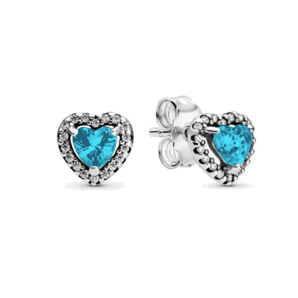 Christmas Gift Hot Selling 925 Silver Blue Stone Flower Stud Earrings Fit Women's Festival Exquisite Charm Jewelry Gifts