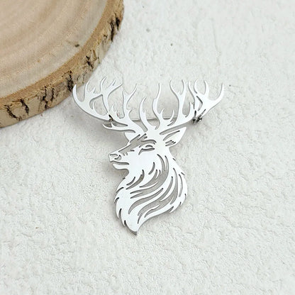 Original innovative Sika deer hollow stainless steel gold-plated 18K brooch, suit lapel pin, waterproof formal fitting