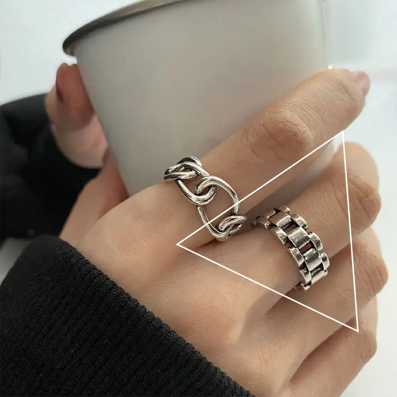 VENTFILLE 925 Sterling Silver Geometric Multilayer Round Bead Ring | Fashion Punk Temperament Jewelry