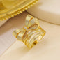 NEWBUY Trendy Gold Color Copper Geometric Jewelry Luxury AAA Cubic Zirconia Wedding Ring For Elegant Women Engagement Gift