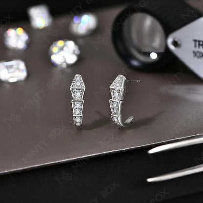 MINTYBOX Snake Moissanite Stud Earrings for Women S925 Sterling Silver Diamond Earring Luxury Engagement Wedding Fine Jewelry