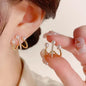 14k Gold Zircon Pearl Twist Stud Earrings | Luxury Women's Jewelry