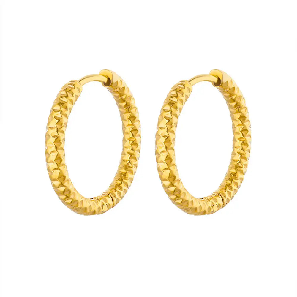 Vintage Round Stainless Steel Hoop Earrings For Women Gold Plated Earring 2023 Trending Statement Ear Jewelry Christmas Gift