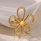Elegant Stainless Steel Big Bloom Flower Rings For Women Gold Color Sun Starfish Open Ring Finger Jewelry Wedding Her Gift Punk