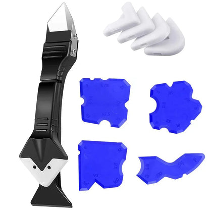 5in1 Silicone Scraper Squeegee Glue Remover Tool Kit | Multifunctional Caulking & Grout Tool Set