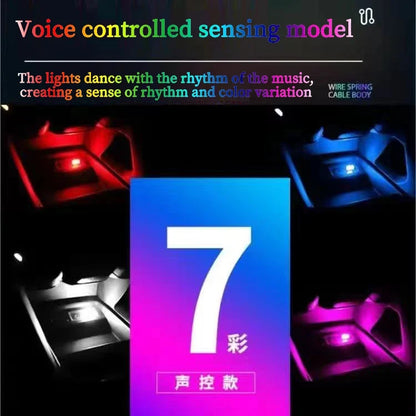Car USB LED Atmosphere Light | Music Sync Sound Control Car Interior Decoration