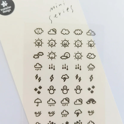 Sunshine Rain Weather Mini Sticker Set | Korean Import Scrapbooking and Journaling Stickers
