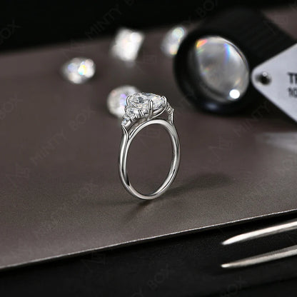 MINTYBOX 3.0ct Lab Grown Diamond Engagement Ring S925 Sterling Silver Oval Moissanite Rings For Women 18K Gold Plated Jewelry