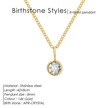 Birthstone Necklace for Woman Stainless Steel 12 Constellation DIY Colourful Zirconia Pendat Birthday Gift Jewelry Wholesale