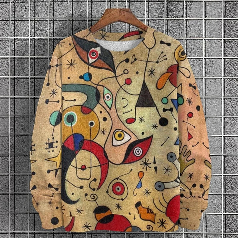 Street Graffiti Graphic Men's Clothes Long Sleeves Pullover Sweatshirt 3D Printed Colorful Streetwear Harajuku Popular Hoodies