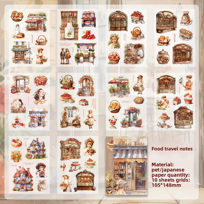 Vintage PET Washi Sticker Sheets | 10 Pack for Junk Journaling