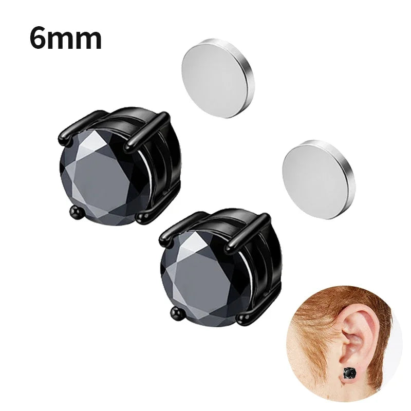 Magnetic Clip Earrings for Women and Men | No Piercing Crystal Studs