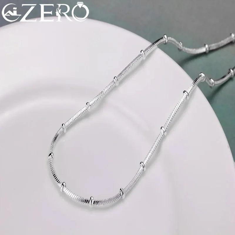 45-50cm 925 Sterling Silver Necklace Snake chain Beautiful Simple bead For Women wedding Fashion Jewelry Christmas Gifts