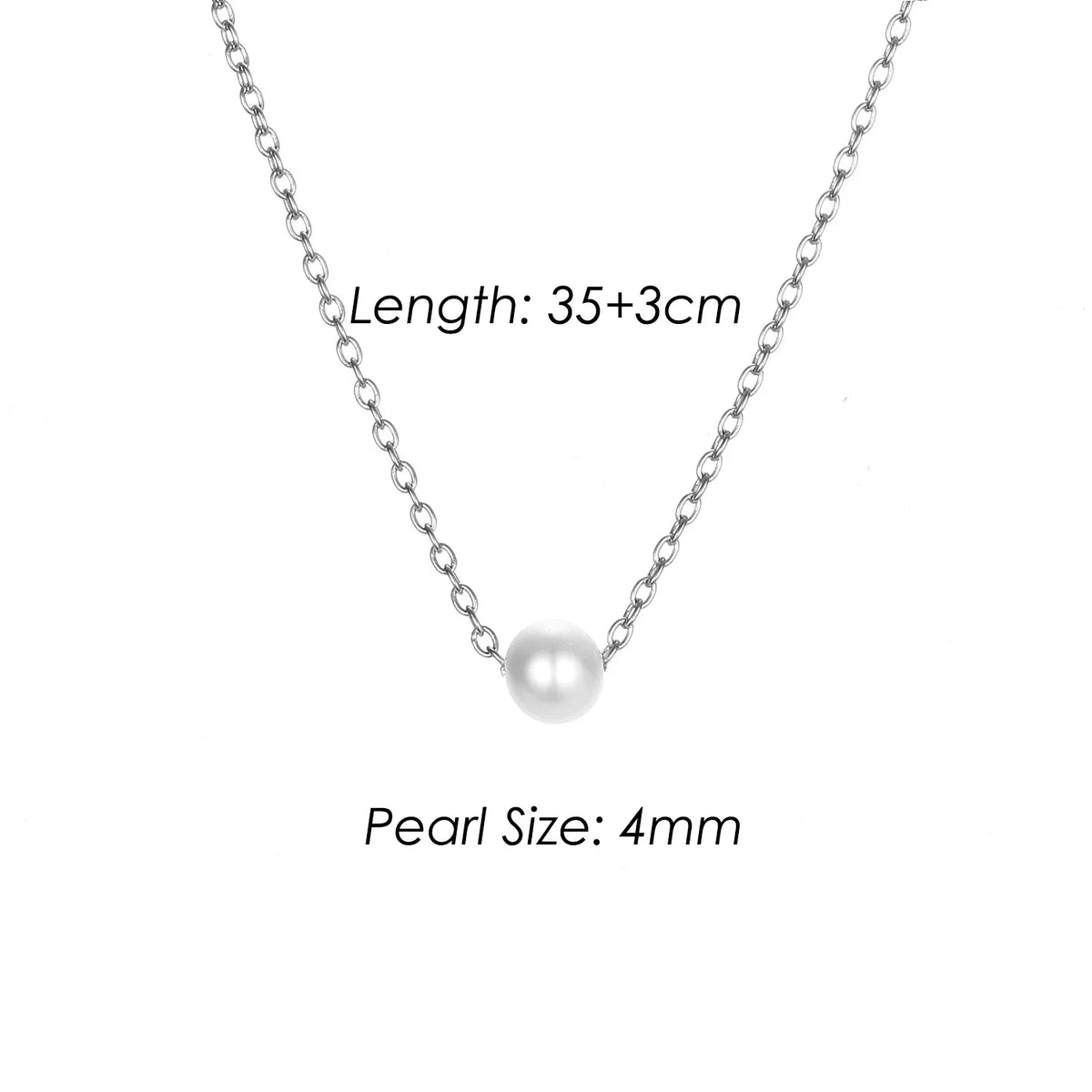 4MM Simulated-pearl Pendant Necklace for Women Dainty Stainless Steel Gold Color Necklace Women