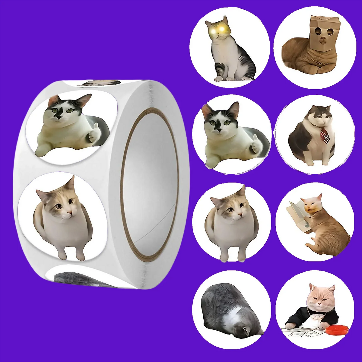 Funny Cat Meme Stickers for Kids | 100 or 500 Pack Teacher Reward Stickers