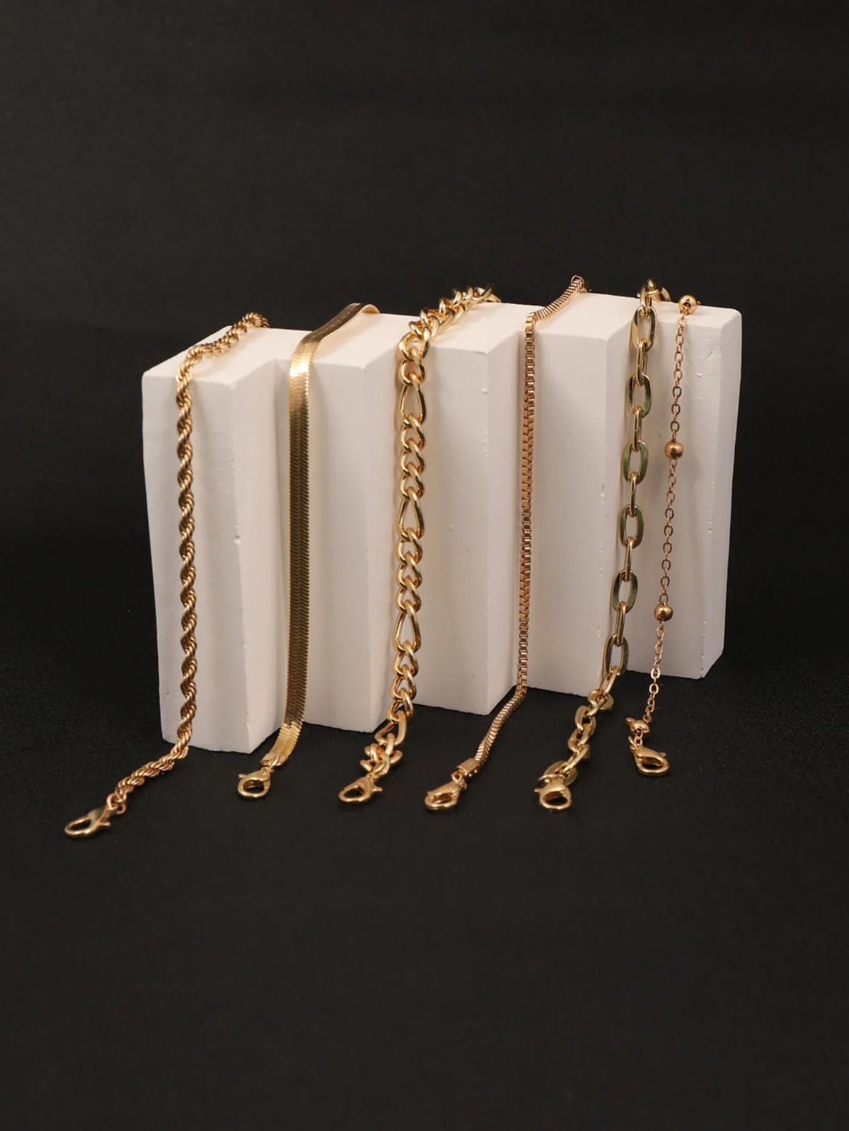 6Pcs Gold Color Bracelet Set Boho Retro Thick Twist Cuban Chain Bracelet for Women 2023 Trendy Quality Jewelry Gifts