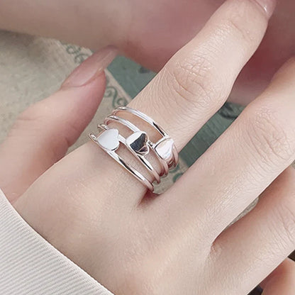 PANJBJ 925 Sterling Silver Pearl Irregular Ring | Women Shell Overlapping Hollow Sweet Design Jewelry
