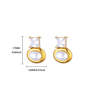 Elegant Imitation Pearl Earrings for Women Stainless Steel Heart Butterfly Shell Drop Earrings Luxury Aesthetic Jewelry Gift