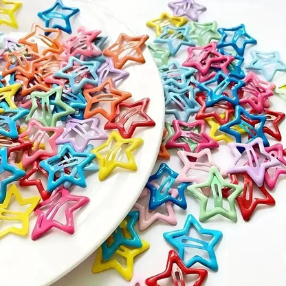 5/30/50/70Pcs/set Mixed load Y2K BB Solid Star Hairclips Colorful Sweet Star Barrettes ersatile Metal Snap Clip Accessories