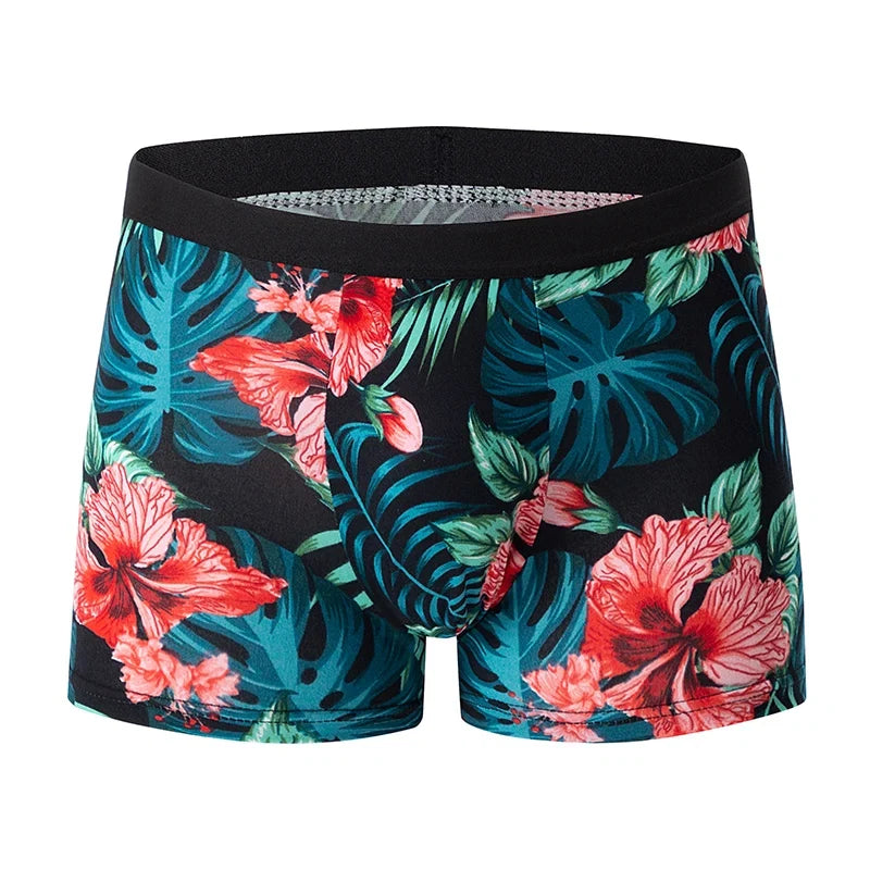 4-piece MEN'S Fashionable and Charming Flower Underwear