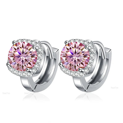 NeeTim 0.5ct 1ct Rainbow Color Moissanite Studs Earrings for Women S925 Silver Black Blue Pink Lab Diamond Wedding Stud Earring