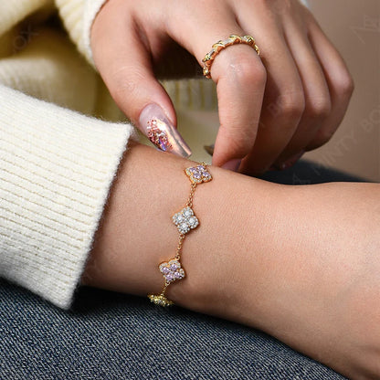 MINTYBOX S925 Sterling Silver Full Moissanite Bracelets D VVS1 Lab Diamond for Women 18k Gold Plated Engagement Jewelry Gift