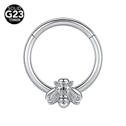 G23 Titanium Bee Septum Nose Ring Piercing Body Jewelry 16G Moon Segment Snake Clicker Helix  Ear Cartilage Heart Daith Hoop