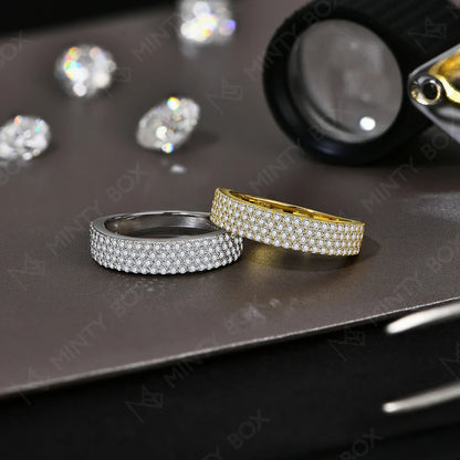 MINTYBOX Moissanite Wedding Band S925 Sterling Silver Ring for Women Lab Diamond Stackable Rings Engagement Fine Jewelry Gift
