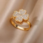 Zircon Tiny Heart Rings For Women Gold Color  Stainless Steel Opening Heart  Finger Femme Wedding Party Jewelry Gift 2024