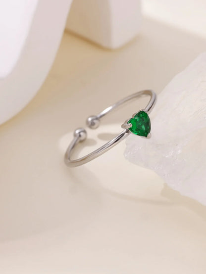 Fashion Zircon Heart Birthstone Rings For Women Stainless Steel Gold Color Birthstone Ring  Aesthetic Wedding Jewelry Gift