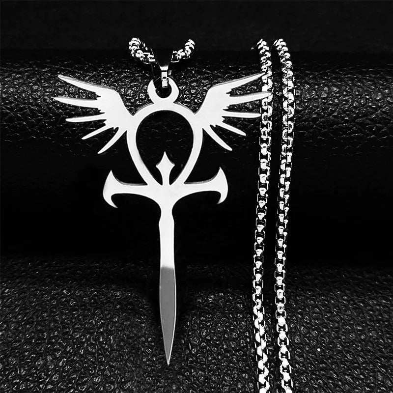 Stainless Steel Ankh Cross Pendant Necklace | Gothic Symbol of Life Jewelry