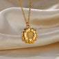 Stainless Steel Sun Sunflower Pendant Necklace For Women Gold Color Round Charm Clavicle Chain Necklaces Fashion Jewelry Gift
