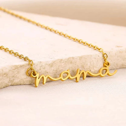 MAMA Pendent Necklaces for Women Gold Color Link Chain Stainless Steel Necklace 2025 Trend Female Choker Jewelry Gift