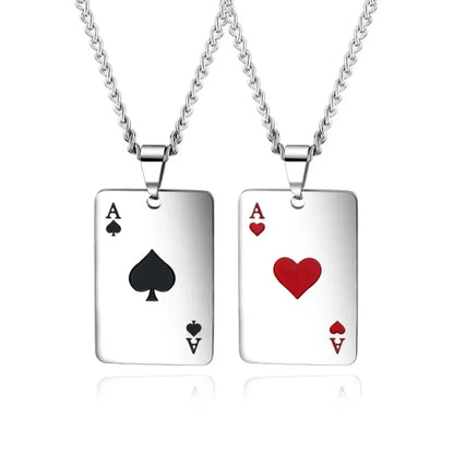1Pcs Creative Poker Card Necklace Pendant Spades Heart Ace Trendy Hip Hop West Coast Necklace Pendant Daily Accessories