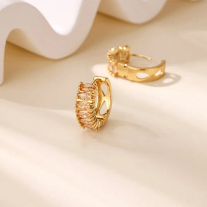 Zircon Hoop Earrings For Women Stainless Steel Gold Color Piercing Earring 2025 New Trend Fashion Wedding Couple Jewelry Gift