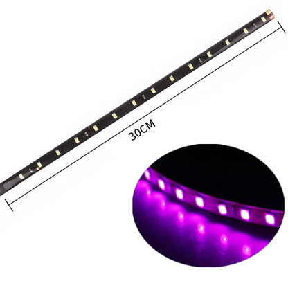 LED Car Strip Light 30cm 12V Waterproof | 2-Pack Neon Atmosphere Lamp for Interior Car Decor