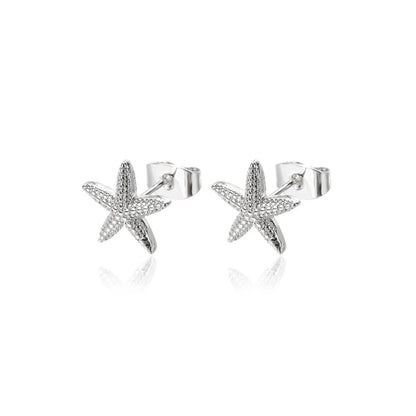 Vintage Summer Starfish Stud Earrings For Women Simple Star Shell Earrings Stud Ocean Party Jewelry Gift